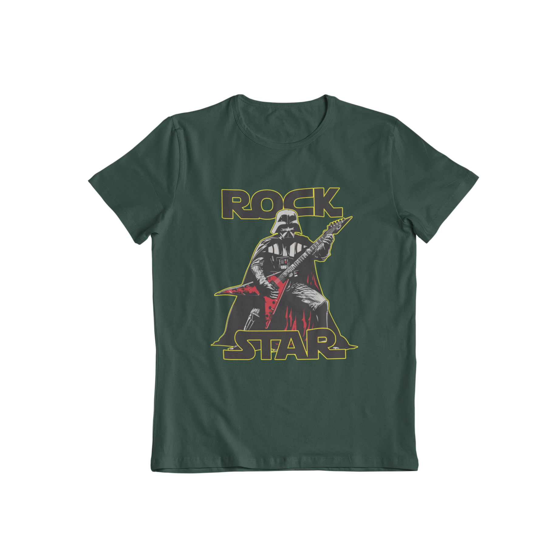 Unleash your inner star power with our Rockstar T-shirt! This classic graphic tee pays homage to Star Wars with a guitar-slinging Darth Vader. Show off your love for the iconic film in a unique and playful way. May the music be with you!