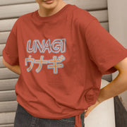 Young Woman wearing a red TV T-shirt with