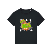 black funny slogan t-shirt with 'alexa skip to bedtime'