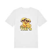 white animal t-shirt with cartoon baby monkeys and 'Cute Titi's' text