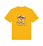 yellow animal t-shirt with cartoon baby monkeys and 'Cute Titi's' text