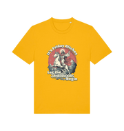 yellow funny offensive t-shirt with the graphic of jesus riding a unicorn and the slogan 'it's friday bitches let the shenangans begin'