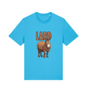 blue funny animal t-shirt with a donkey graphic and the slogan 'LARD'