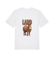 white funny animal t-shirt with a donkey graphic and the slogan 'LARD'