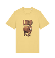 yellow funny animal t-shirt with a donkey graphic and the slogan 'LARD'