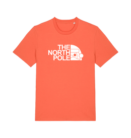orange christmas t-shirt with the slogan 'the north pole'