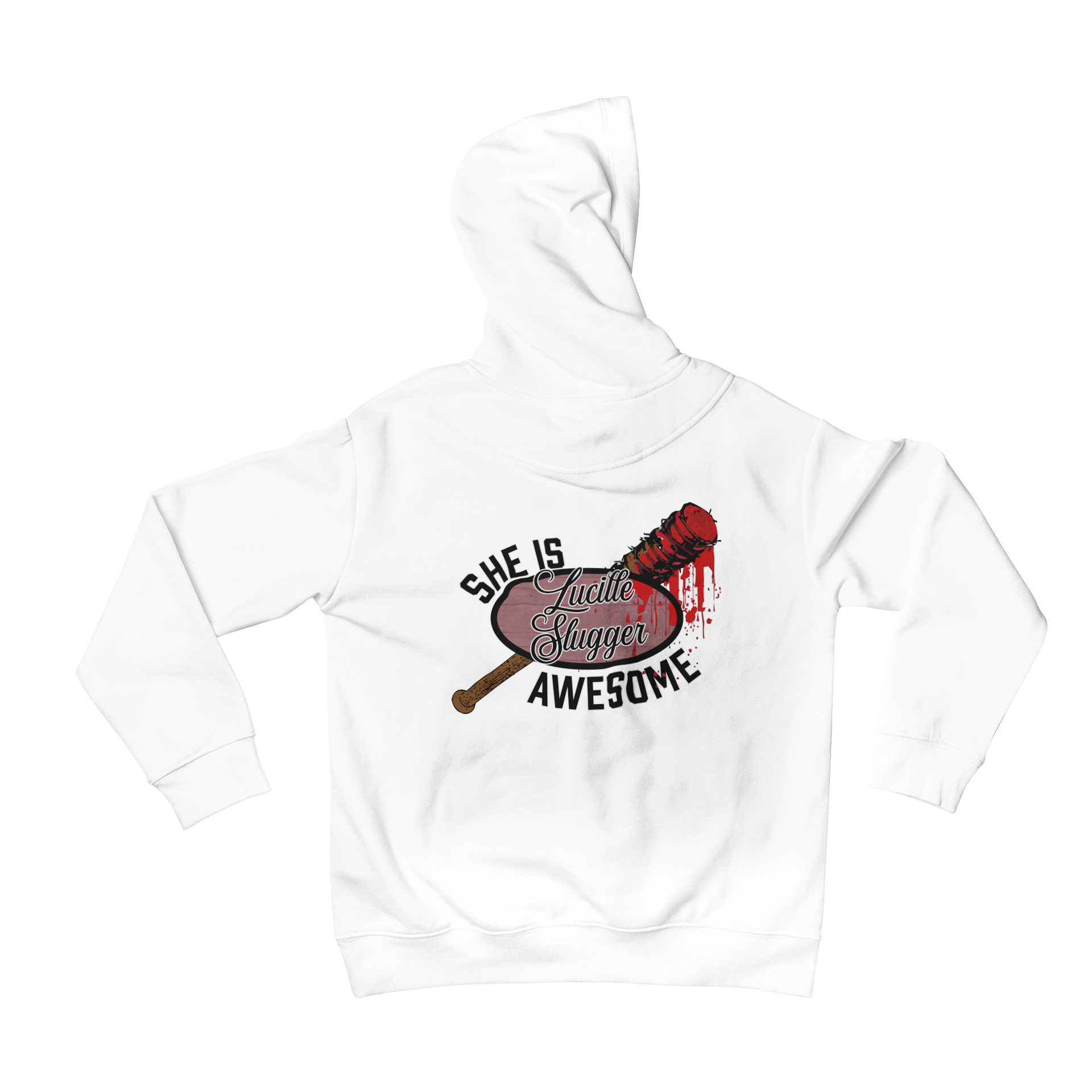 Are you a fan of The Walking Dead? Then you'll love our unique hoodie inspired by the show! The back print features "Lucille Slugger" and is perfect for any fan. Check out Teevolution today and show off your love for The Walking Dead.