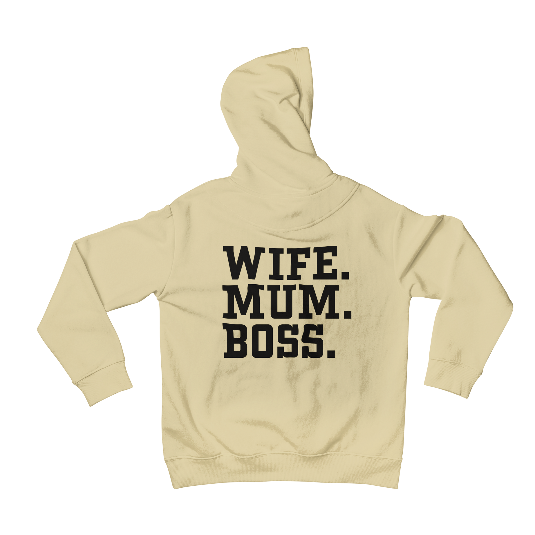 Looking for a comfortable and stylish hoodie? Check out Teevolution's warm back print hoodie with the slogan "Wife Mum Boss". This hoodie is a perfect choice for anyone who wants to stay comfortable while also looking fashionable. Shop now and stay warm this season!