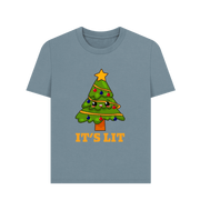 Stone Blue It's Lit Women's Christmas T-shirt