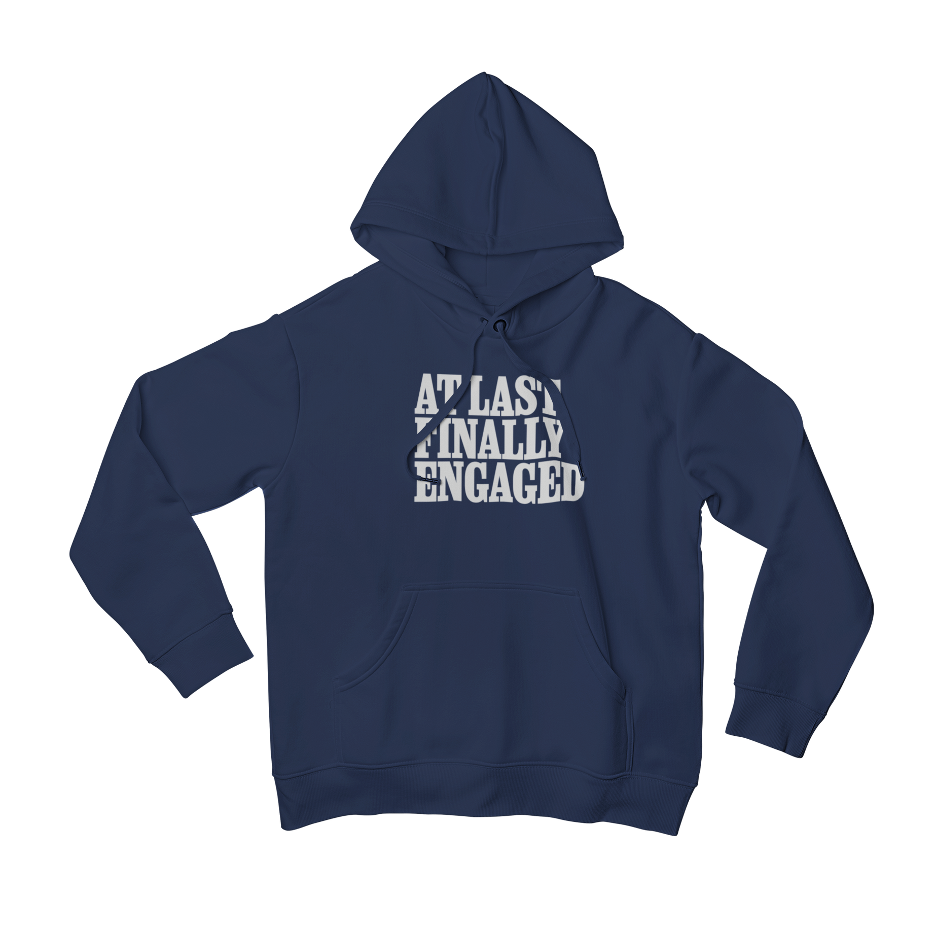 At Last Engaged hoodie with slogan, perfect for newly engaged couples. Celebrate and show off your love with this comfortable matching set. Expertly designed for the happiest moments in life.