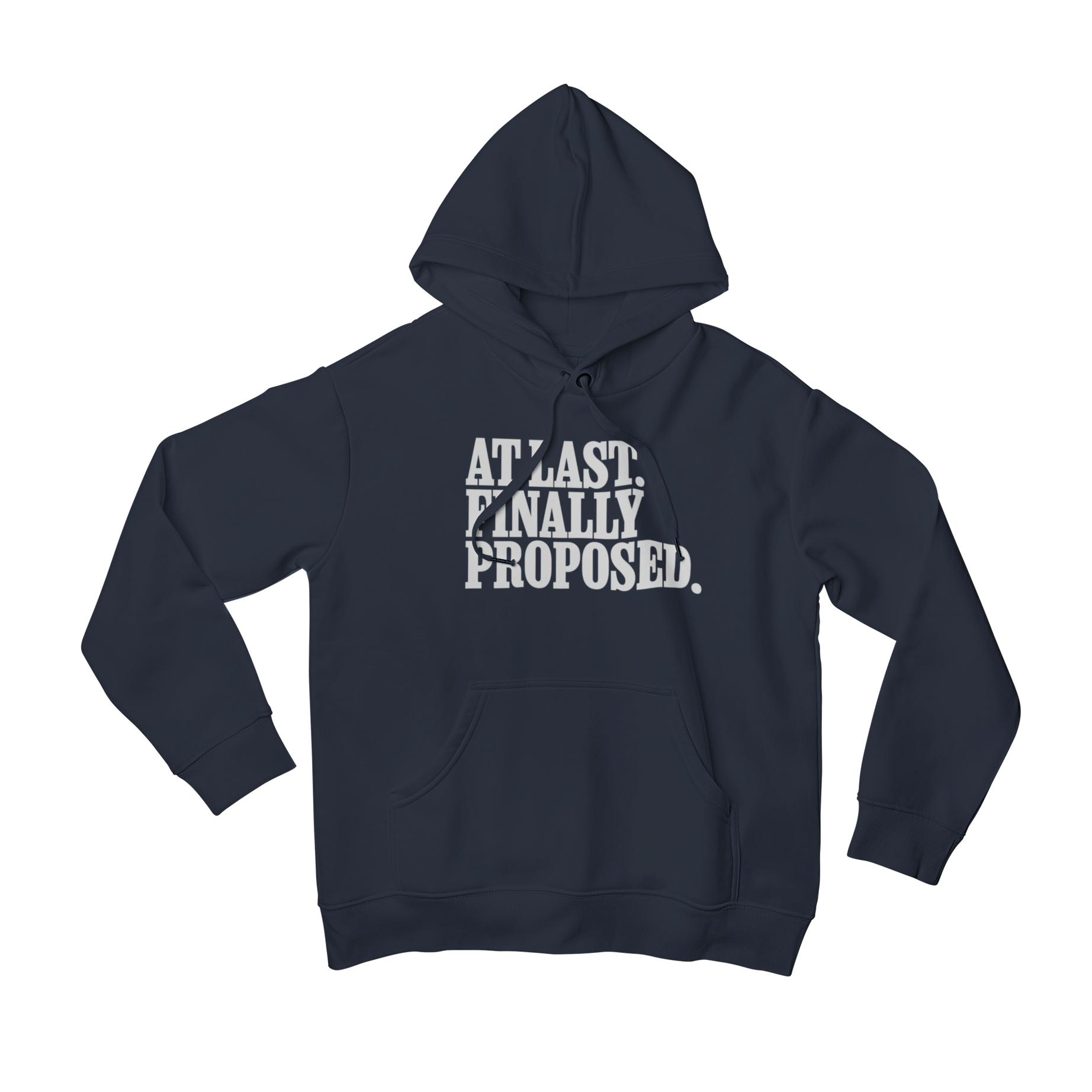 Meet "At Last Proposed" hoodie, the perfect addition to your engagement wardrobe. With a matching counterpart and a stylish slogan, this hoodie is the ultimate way to announce your engagement. Get ready to say "I do" in style!