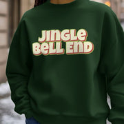 Woman in a green Christmas Jumper with 