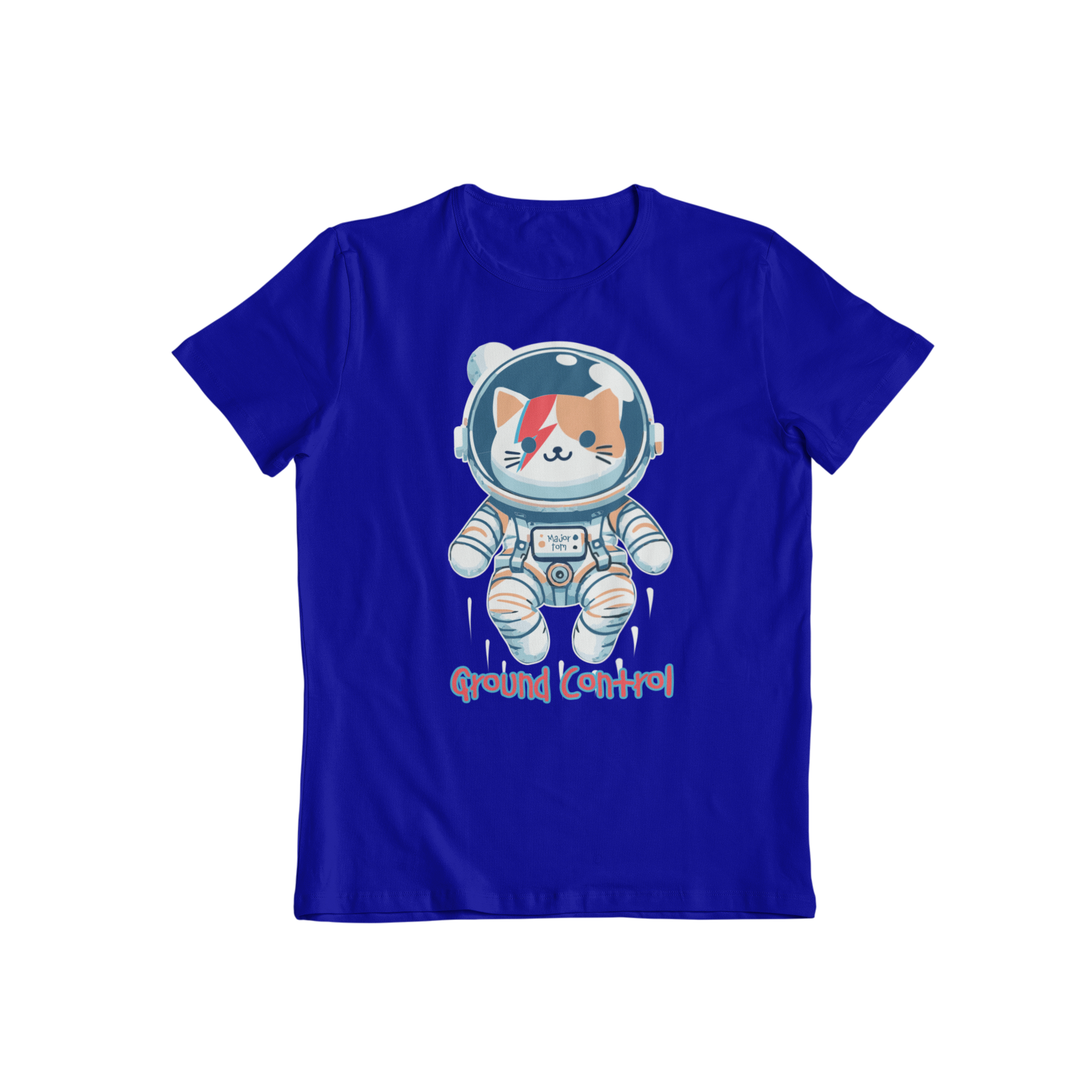 Get ready to blast off in style with our Major Tom T-shirt! Featuring a feline explorer dressed in an astronaut suit, this graphic tee pays homage to David Bowie's iconic "Space Oddity" song. Perfect for cat lovers and music lovers alike.