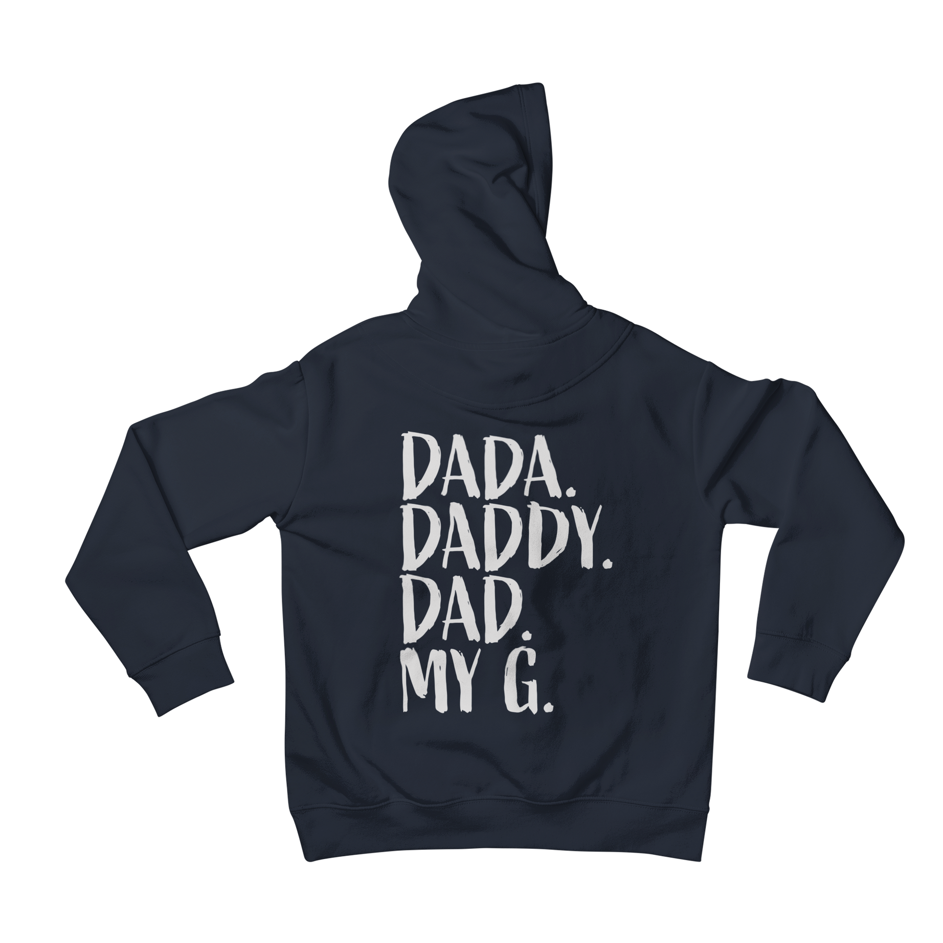 Discover the ultimate Dad-inspired fashion with Teevolution! Our Dada Daddy Dad My G Back print hoodie is a must-have for stylish dads everywhere. Embrace your inner dad and rock this trendy hoodie that combines comfort and humour. Get yours now and join the teevolution!