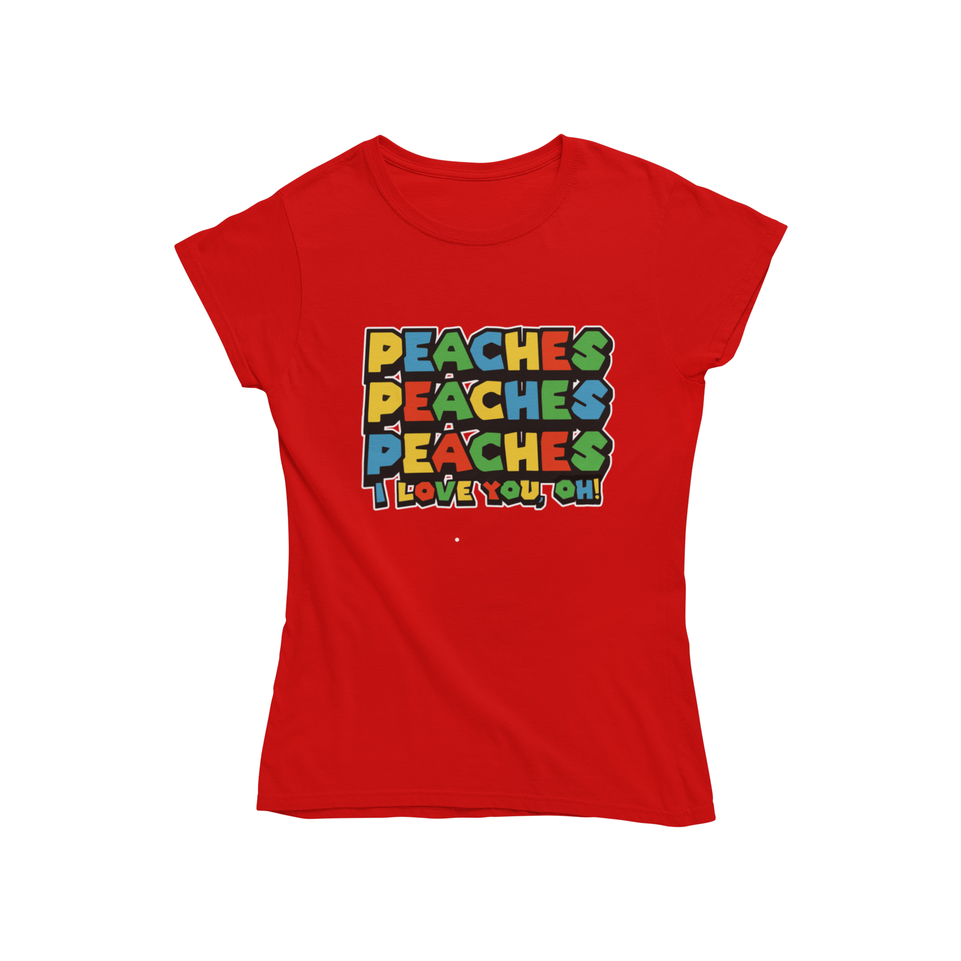  Get ready to level up your style with Teevolution's Super Mario inspired women's t-shirt featuring the iconic lyrics "peaches." Embrace your Bowser and show off your love for nostalgia with this trendy and unique shirt.