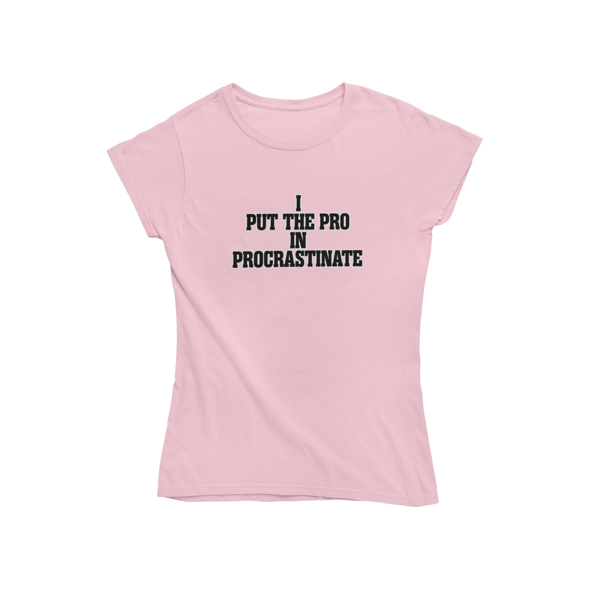 Introducing our Procrastinate Womens T-shirt! With a fitted design and sassy slogan, this shirt is perfect for any woman who knows how to put the "pro" in procrastinate. Express your unique style while showing off your sense of humor. Don't wait, grab yours now!