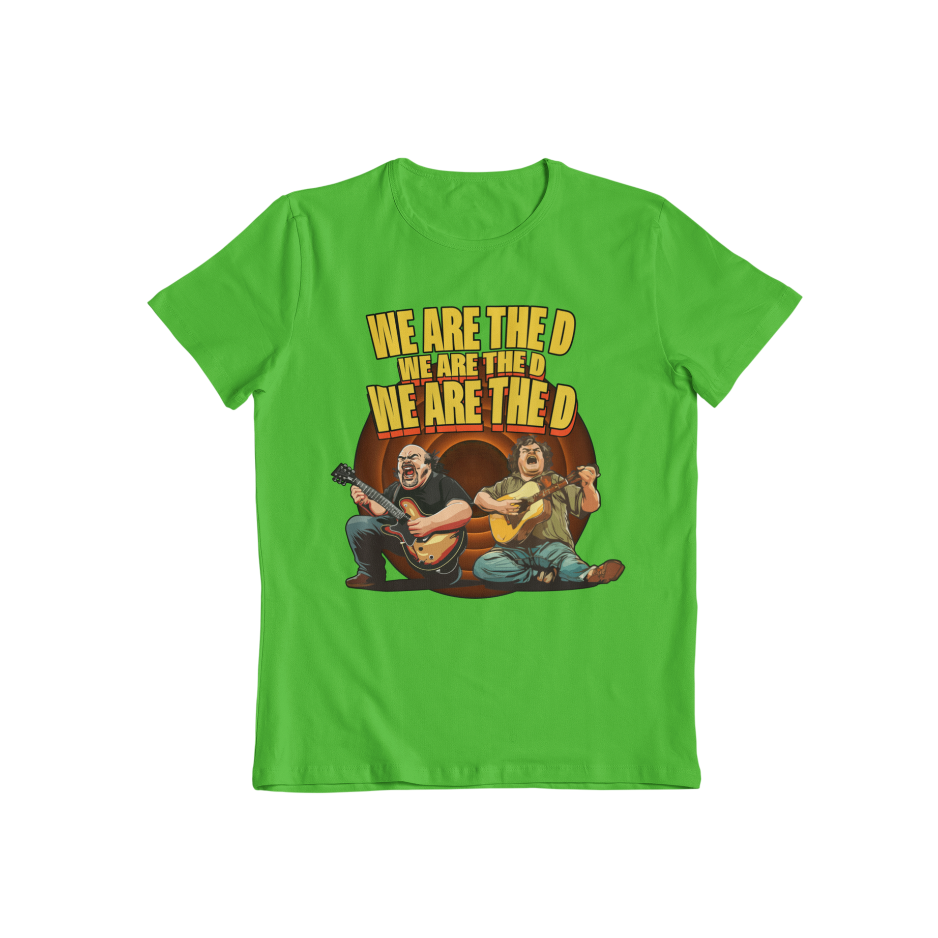 Rock on while paying homage to your favorite duo with our We Are The D t-shirt. This classic graphic tee is inspired by the legendary Tenacious D and is a must-have for any music lover. Show off your playful side with this quirky tee!