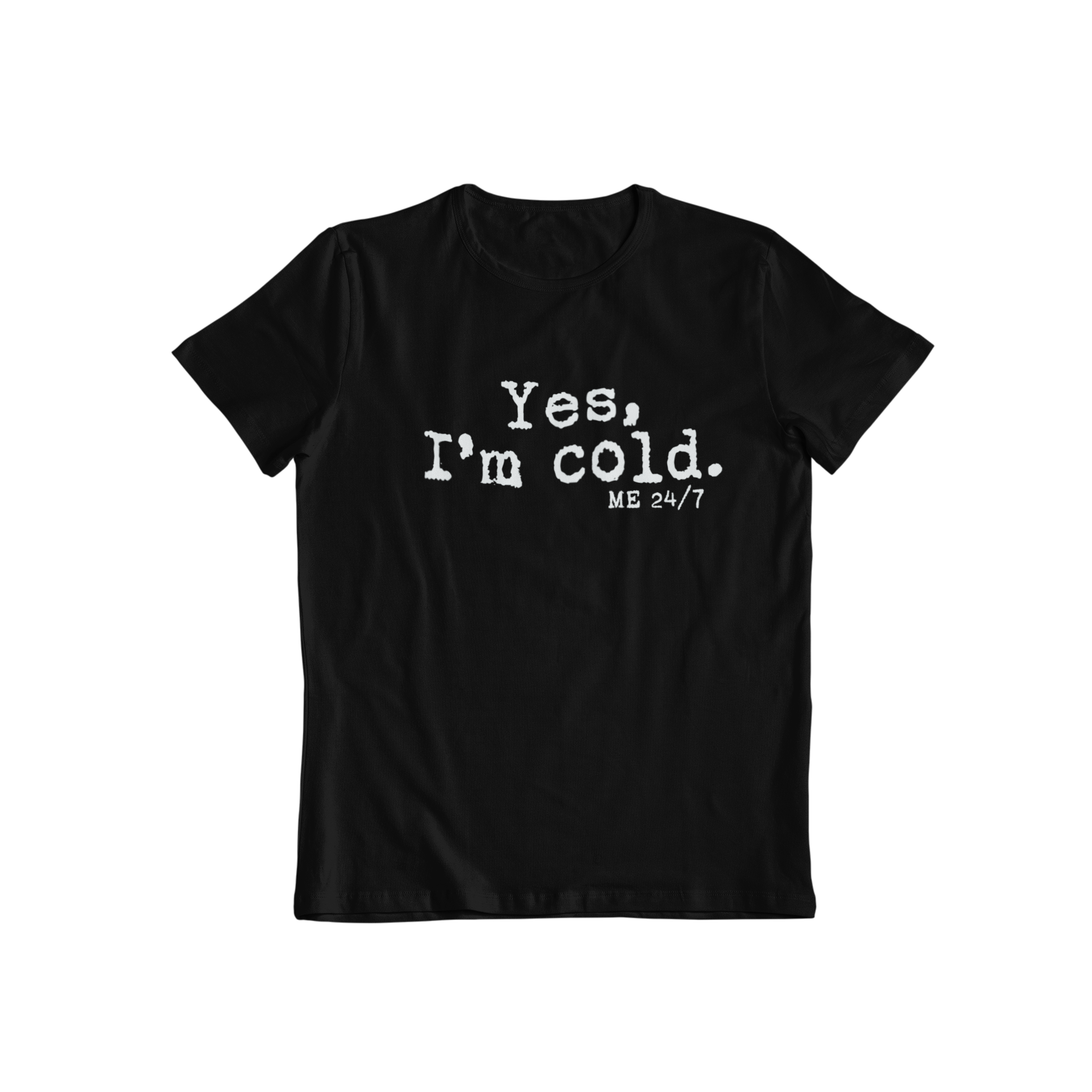 Stay cool and cozy with the Yes I'm Cold T-shirt! This classic slogan t-shirt is the perfect addition to any wardrobe, providing both style and comfort 24/7. Embrace the cold with a playful and quirky attitude.