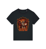 black womens music t-shirt with the graphic of a devil holding a playing card and the slogan 'you win some you lose some'