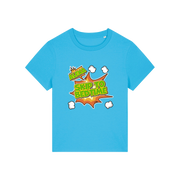 blue funny slogan t-shirt with 'alexa skip to bedtime'