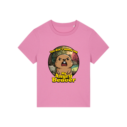 pink rude t-shirt with the graphic of a beaver and the slogan 'you don't wanna see my angry beaver'