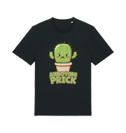 Black funny t-shirt with a kawaii cartoon cactus and the slogan Annoying Prick