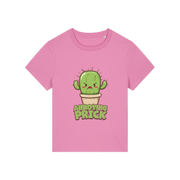 pink funny offensive t-shirt with the graphic of a cactus and the slogan 'annoying prick'