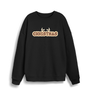 black christmas sweatshirt with the slogan 'christmas' and antlers at the top
