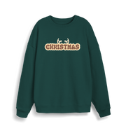 green christmas sweatshirt with the slogan 'christmas' and antlers at the top