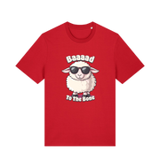 Red animal tee with the graphic of a sheep