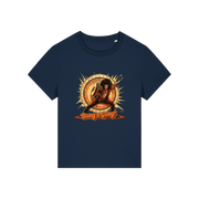 navy music t-shirt with the graphic of a man and the slogan 'bang a gong' inspired by an iconic 1970's band