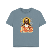 Stone Blue Jesus Loves You Women's Relaxed Fit T-shirt