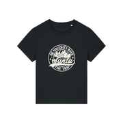 black christmas t-shirt with the slogan 'be naughty save santa the trip'
