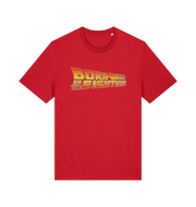red birthday t-shirt inspired by the classic film back to the future with the 'born in the eighties'