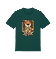 green animal t-shirt with the graphic of a beaver and the text 'suck my balls'