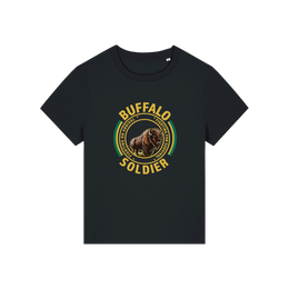 black music t-shirt with the graphic of a buffalo and the slogan 'buffalo soldier'