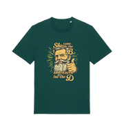 green funny offensive t-shirt with the graphic of a man and the text 'she came for the b and stayed for the d'