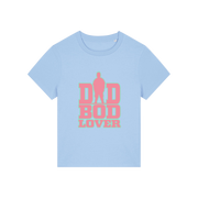 light blue slogan t-shirt with 'dad bod lover'