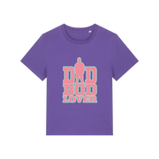 purple slogan t-shirt with 'dad bod lover'