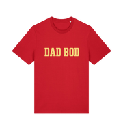 red dad t-shirt with the slogan dadbod