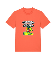 orange funny offensive t-shirt with the slogan 'despite the look on my face you are still talking'
