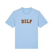 light blue funny dad t-shirt with the slogan 'dilf'