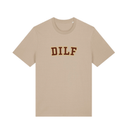 sand funny dad t-shirt with the slogan 'dilf'