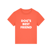 orange animal tee with the slogan 'dog's best friend'
