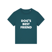 teal animal tee with the slogan 'dog's best friend'