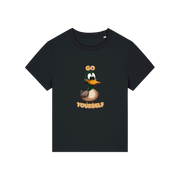 black funny animal t-shirt with the graphic of a duck and the slogan 'do yourself'