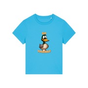 blue funny animal t-shirt with the graphic of a duck and the slogan 'do yourself'