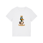 white funny animal t-shirt with the graphic of a duck and the slogan 'do yourself'