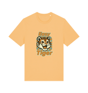 yellow animal t-shirt with the graphic of a cartoon tiger and the slogan 'easy tiger