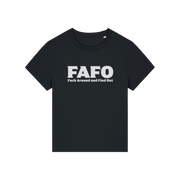 black gen x t-shirt with the slogan 'fafo - fuck around and find out'